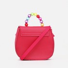 Сумка для девочки COLOR на длинном ремешке, ручка из бусин, на магните, малиновая - Фото 2