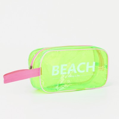 Косметичка для бассейна на молнии, с принтом Beach, прозрачный/зелёный