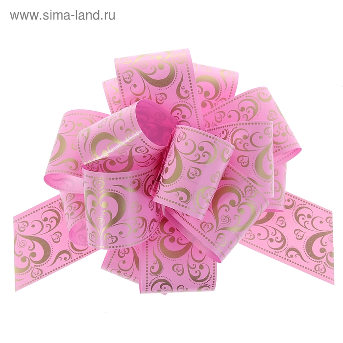 Бант-шар №5 "Золотое сердце", цвет розовый - Фото 1