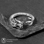 Кольцо «Перстень» дракон, цвет чернёное серебро, безразмерное - фото 12176340