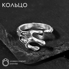 Кольцо «Перстень» коготь дракона, цвет чернёное серебро, безразмерное - фото 18109100