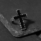 Кольцо "Перстень" крест, цвет чернёное серебро, безразмерное - фото 10683457