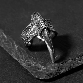 Кольцо "Перстень" длинный коготь, цвет чернёное серебро, безразмерное