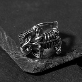 Кольцо «Перстень» скелет, цвет чернёное серебро, безразмерное