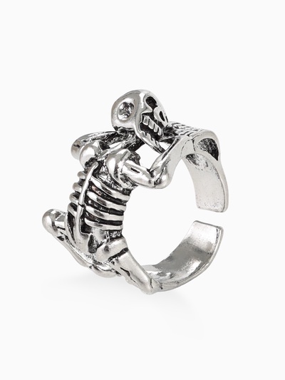 Кольцо «Перстень» скелет, цвет чернёное серебро, безразмерное