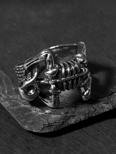 Кольцо «Перстень» скелет, цвет чернёное серебро, безразмерное
