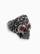 Кольцо «Перстень», череп с красными глазами, красное в чернёном серебре, 20 размер - Фото 1
