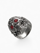 Кольцо «Перстень» череп с красными глазами, цвет красный в чернёном серебре, 20 размер - Фото 2