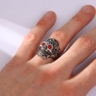 Кольцо «Перстень» череп с красными глазами, цвет красный в чернёном серебре, 20 размер - Фото 4