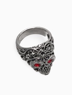 Кольцо «Перстень» череп с красными глазами, цвет красный в чернёном серебре, 20 размер - Фото 3