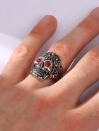 Кольцо «Перстень» череп с красными глазами, цвет красный в чернёном серебре, 20 размер - Фото 5