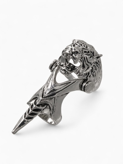 Кольцо «Коготь» тигр, цвет чернёное серебро, 20 размер