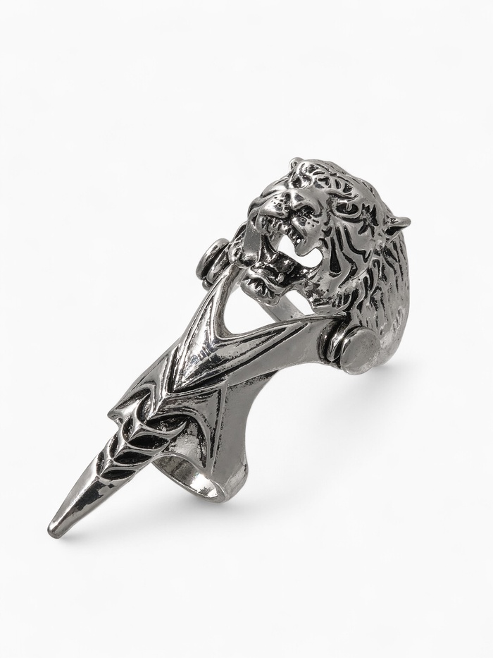 Кольцо «Коготь» тигр, цвет чернёное серебро, 20 размер - Фото 1