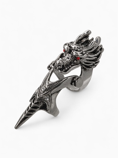 Кольцо «Коготь» дракон с красными глазами, цвет красный в чернёном серебре, 20 размер