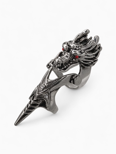 Кольцо «Коготь», дракон с красными глазами, красное в чернёном серебре, 20 размер