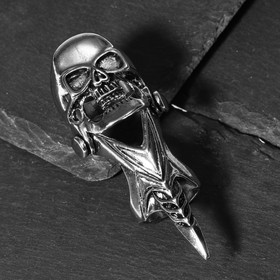 Кольцо "Коготь" череп, цвет чернёное серебро, 20 размер