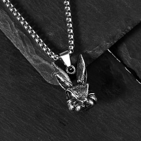 Кулон "Кролик" ANGRY, цвет чернёное серебро, L=70см