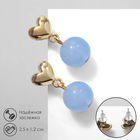 Серьги ассорти «Сердца» с бусинами, цвет голубой в золоте - фото 9905603