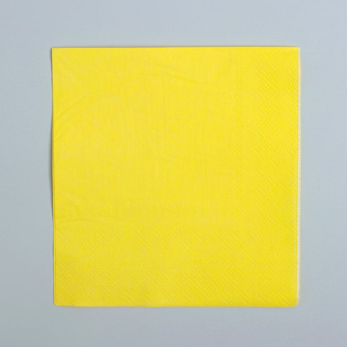 Салфетки бумажные, однотонные, 25×25 см, набор 20 шт., цвет жёлтый - Фото 1
