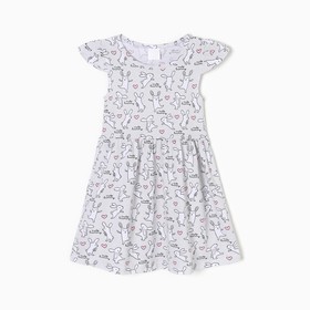 Платье для девочки, цвет серый/зайчики, рост 110-116 см