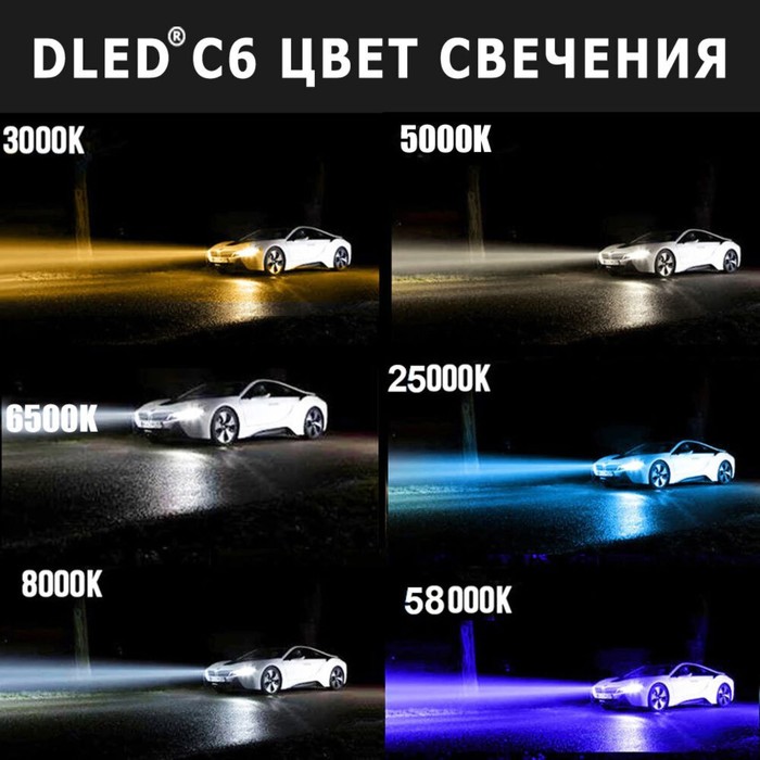 Автомобильная LED лампа DLED H7, C6 Original, 12V, 6500K, в наборе 2 шт