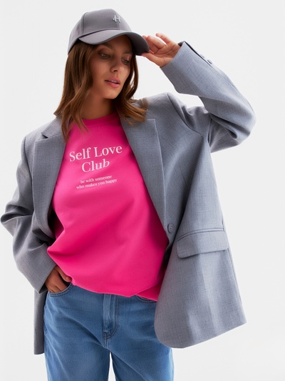 Футболка женская MIST Selflove, розовая, размер 48-50 (XL)