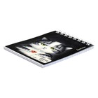 Блокнот А7, 40 листов в клетку, на гребне "Грустный кот", обложка мелованный картон, Уф-лак, блок 65 г/м2 - фото 37935968