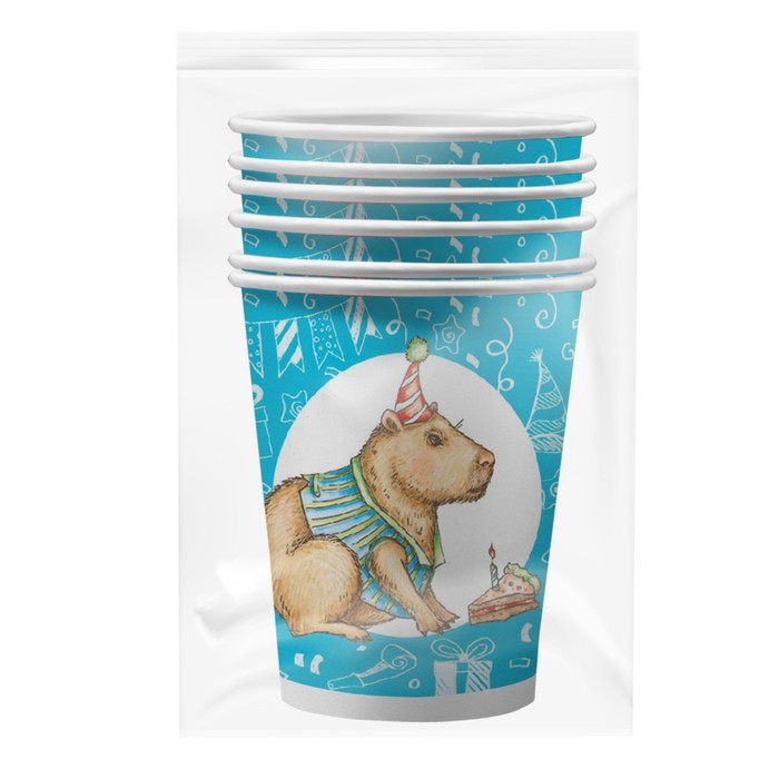 Набор бумажных стаканов «Капибара. Праздник всегда с собой», в т/у плёнке, 6 шт., 250 мл 9838302