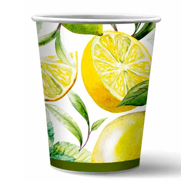 Набор бумажных стаканов «Лимоны», в т/у плёнке, 6 шт., 250 мл - Фото 1