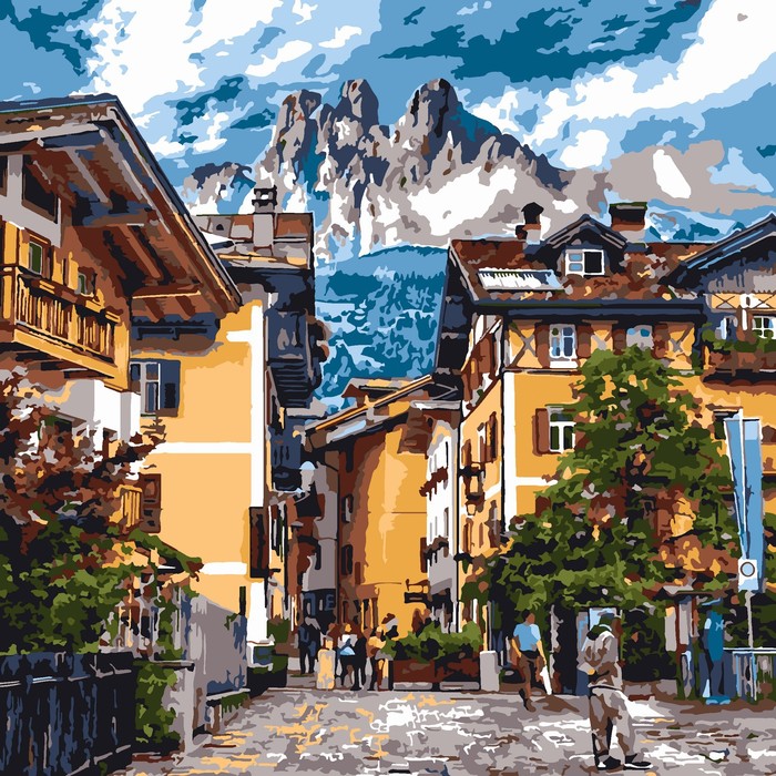 Картина по номерам на картоне «Городок в Швейцарии» 20 × 28,5 см - Фото 1