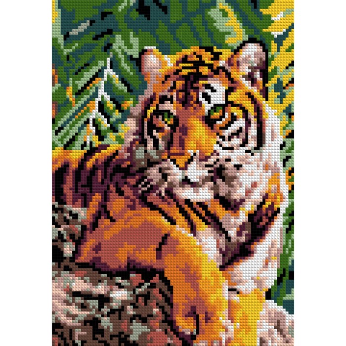 Алмазная мозаика, 21 × 30 см, полное заполнение «Тигр на камне»