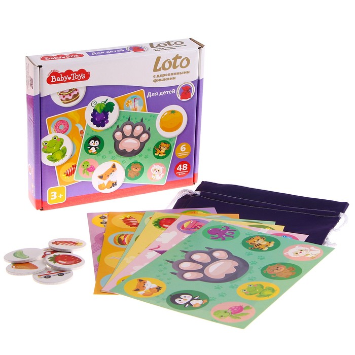 

Лото «Для детей», с деревянными фишками, Baby Toys