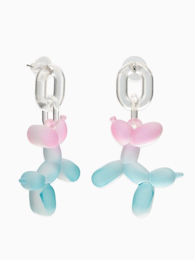 Серьги пластик «Собачка» из воздушного шара, цвет розово-голубой