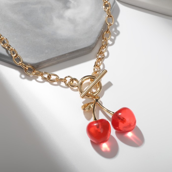 Кулон «Цепь» ветка вишни, красный в золоте, 45 см - Фото 1