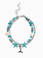 Браслет на ногу «Морской» хвостик, цвет бело-голубой в серебре, 25 см + удлинитель 5 см - Фото 1