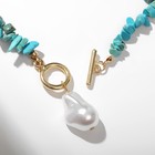 Колье жемчуг «Бирюза» капля, цвет бело-голубой в золоте, 34 см - Фото 2