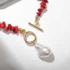 Колье жемчуг «Коралл» капля, цвет бело-красный в золоте, 34 см - Фото 2