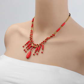 Колье «Индия», цвет золотисто-красный, 32 см