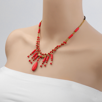 Колье «Индия», цвет золотисто-красный, 32 см