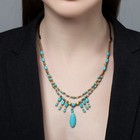 Колье «Индия» бирюза, цвет золотисто-голубой, 32 см - Фото 3