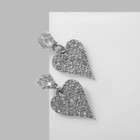 Серьги со стразами «Сердце» изящное, цвет белый в серебре - фото 12012489