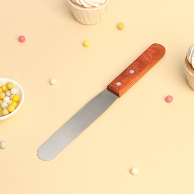 Кондитерская лопатка - палетка, 26×2.7 см, рабочая часть 14.5 см, нержавеющая сталь, коричневая