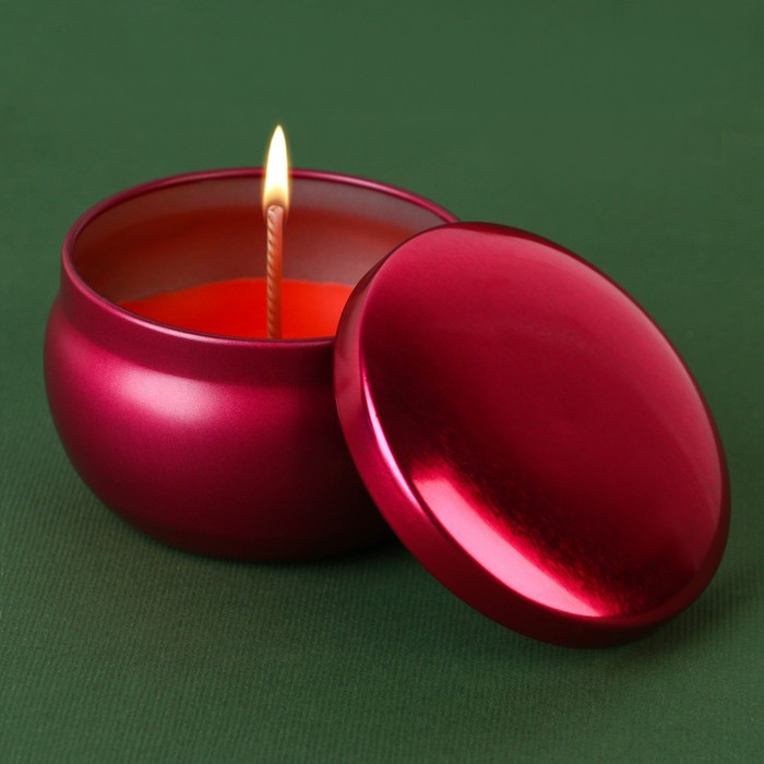 Свеча в цветной жестяной банке «Малиновое чудо», аромат малина, 6 х 6 х 4 см - Фото 1