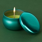 Свеча в цветной жестяной банке «Изумруд», аромат яблоко, 6 х 6 х 4 см - фото 319646970