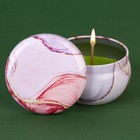 Свеча интерьерная в жестяной баночке «Розовый мрамор», аромат карамель, 6 х 6 х 4 см - фото 319646974