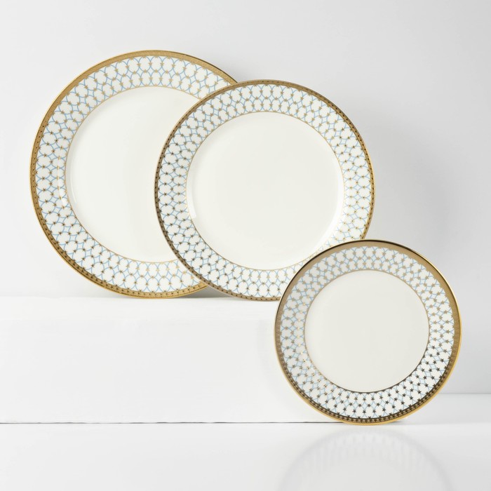 Набор тарелок фарфоровых Royal, 3 предмета: d=18/23/25.7 см, цвет белый - Фото 1