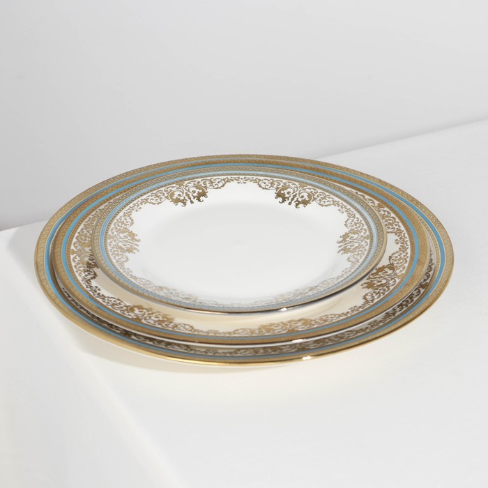Набор тарелок фарфоровых Royal, 3 предмета: d=18/23/25,7 см, цвет белый - фото 1909242930
