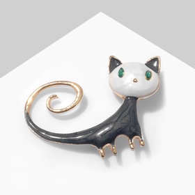 Брошь «Кошка» длиннохвостая, цветная в золоте 9626978