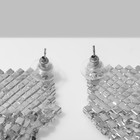 Серьги висячие со стразами «Водопад» ромбы, цвет белый в серебре, 17 см - фото 7004907