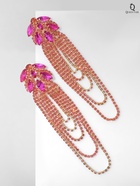 Серьги висячие со стразами «Мэджик» капли и водопад, цвет розовый в золоте, 14 см - Фото 4